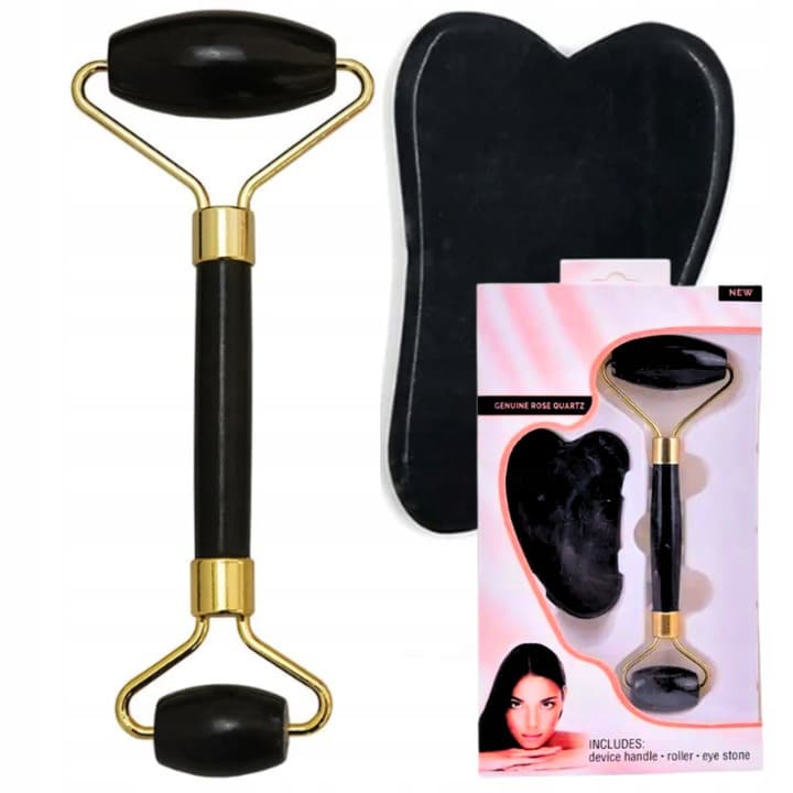 Zestaw roller do twarzy + gua shua zmniejsza opuchliznę i cienie pod oczami, relaksuje i odpręża